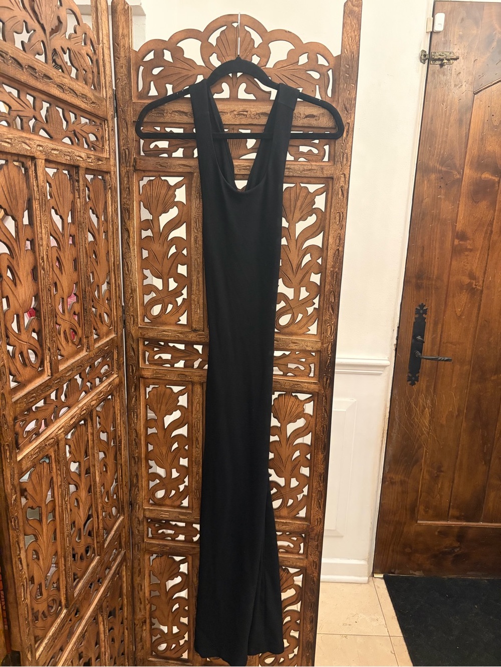 Lioness Black Ribbed Bodycon Midi Dress | Low Back Crisscross - Picture 5 of 7